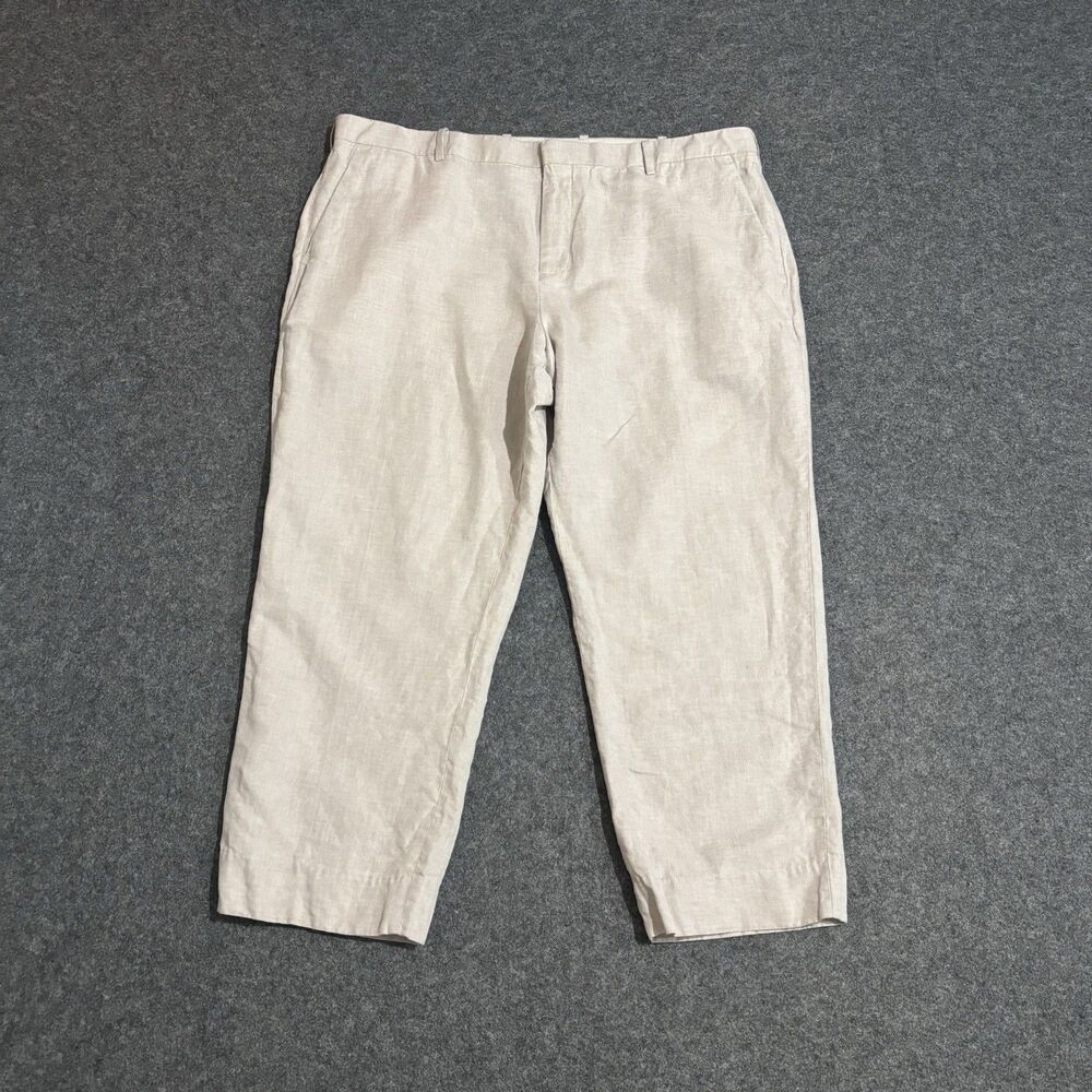 Perry Ellis Pants Mens Sz 40x25 Linen Blend Lightweight Beige Cropped